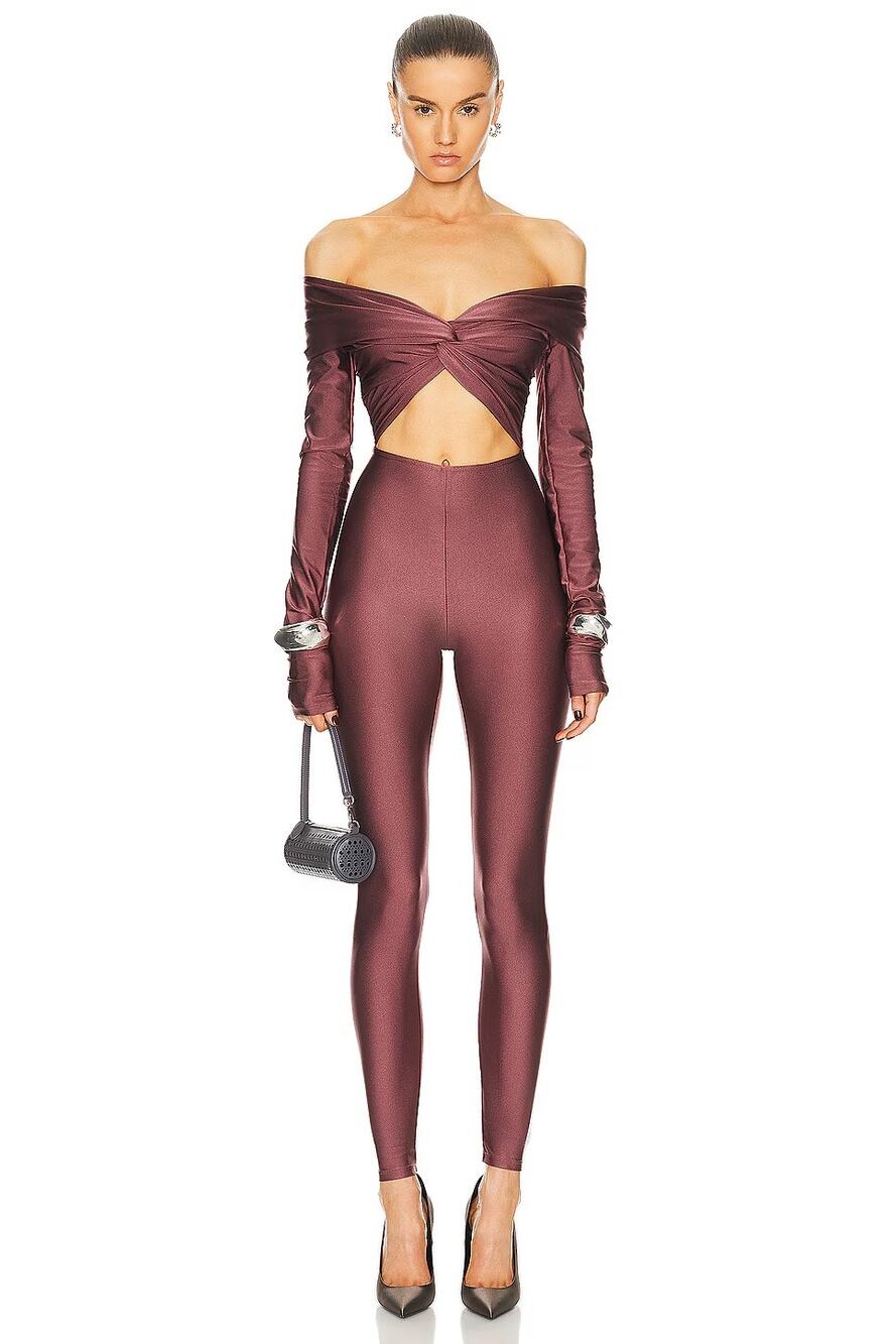 The Andamane Kendall Jumpsuit Off Shoulder Twist Front Catsuit Evening Y2k S
